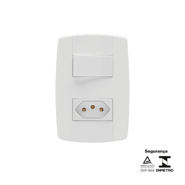 CONJ 1 INTERRUPTOR SIMP+ 1 TOMADA 10A 250V LEV ILUMI