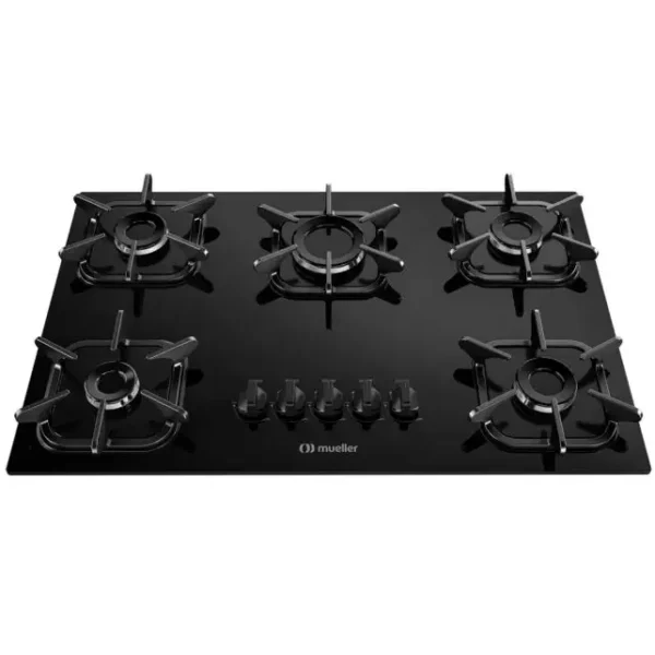 FOGAO COOKTOP 5Q VIDRO ULTRA CHAMA PRETO MUELLER
